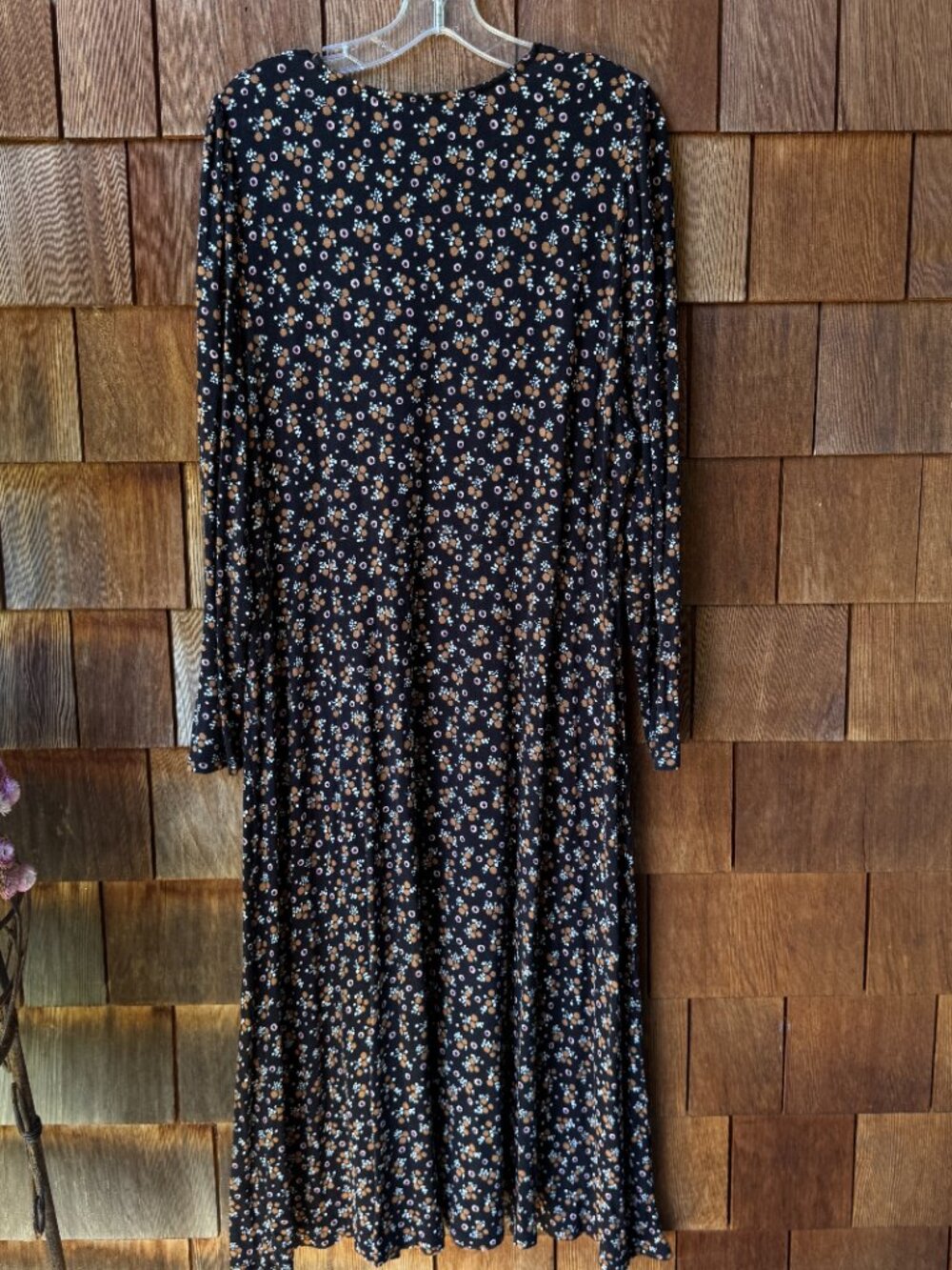 EUC BODEN Crew Neck Black Floral Pop Spot Long Sleeve Jersey Midi Dress US 20/22 - Picture 6 of 11